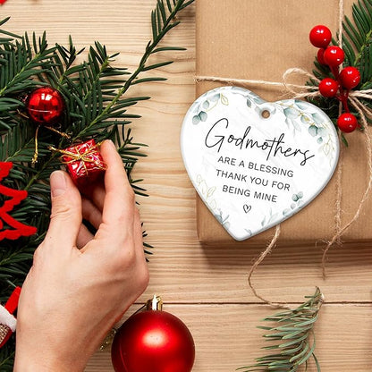 ZAGKOO Godmother Gifts from Godchild, Goddaughter, Godson - Godmothers Ornament Thank You for Being Mine, Best Godmother Gifts - Godmothers Present Ideas - Ceramic Christmas Ornament 2025