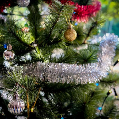 CANREVEL 4 Pieces 26.2 Ft Christmas Garland Metallic Shiny Twist Tinsel Garland Hanging Decorations for Christmas Tree, Mantle, Stairs Railing Decorations - Silver