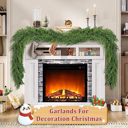 9 Ft Real Touch Christmas Garlands,Thick and Lush，Bendable guirnaldas navideñas, Pine Cedar Garland Artificial Realistic, Christmas Garland for Mantle,Indoor Outdoor Christmas Decorations