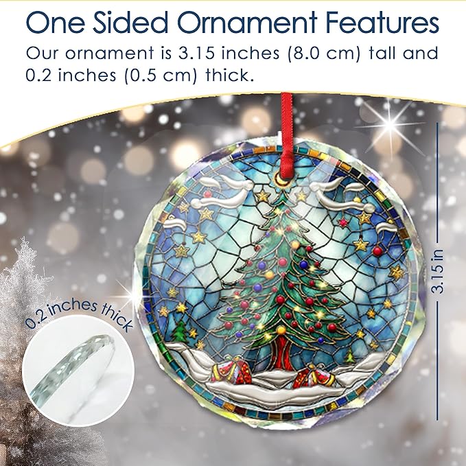 2025 Christmas Tree Glass Ornament - Round Glass Hanging Ornament for Xmas Display - Winter Season Home Accent - Unique Christmas Decoration Gift Idea