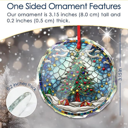 2025 Christmas Tree Glass Ornament - Round Glass Hanging Ornament for Xmas Display - Winter Season Home Accent - Unique Christmas Decoration Gift Idea