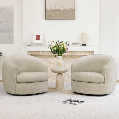 CHITA Swivel Barrel Chair, Modern Comfy FSC Certified Upholstered Accent Chair for Living Room, Fully Assembled, Oatmeal