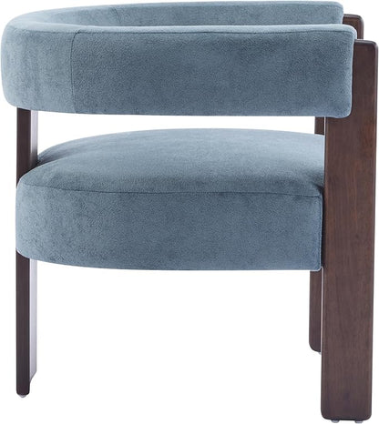 Christopher Knight Home Nettie Modern Accent Chair for Living Room, Velvet Fabric Single Lounge Sofa Chair with Wooden Frame, Comfy Reading Chair for Bedroom, Lounge Armchair with Cushion, Dusky Blue
