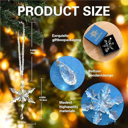 2025 Annual Christmas Ornaments Crystal Snowflake Star - Christmas Tree Ornaments Pendant Sun Catcher Home Hanging Decor (2025 White Crystal 2 Layers)