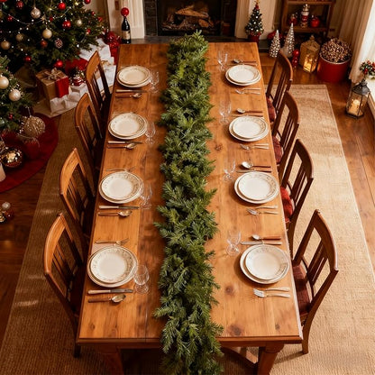 9FT Halloween Garland with Artificial Norfolk Pine - Halloween Decorations, Fall Decor, Greenery for Indoor, Mantle, Wall, Table, Outdoor Christmas Decor, Christmas Decorations