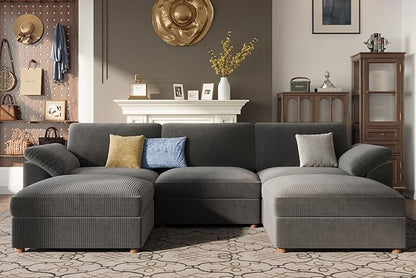 EASE MOOSE Oversized Modular Sectional Sofa, Extra Large L Shape Sectional Cloud Couch,Comfty Deep Modular Sofa with Ottoman for Living Room