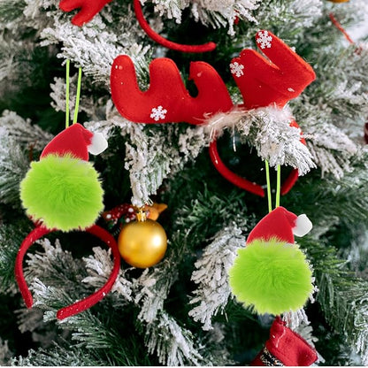 TOYANDONA 10PCS Faux Fur Pom Pom Ball - Furry Christmas Ball Ornaments with Santa Hat Tree Christmas Hanging Decorations for Party Supply Fireplace Mantel Wall Decor