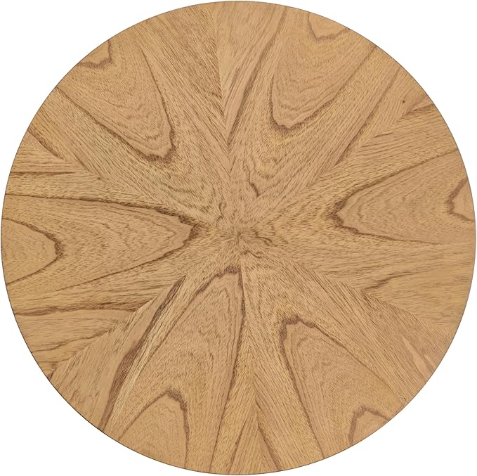 Martin Svensson Home LAX Retro Mid-Century Modern Round Wood End Table, Solid Grain Side Table with Lower Shelf, Small Accent Table for Living Room or Nightstand. Light Wood Blonde.