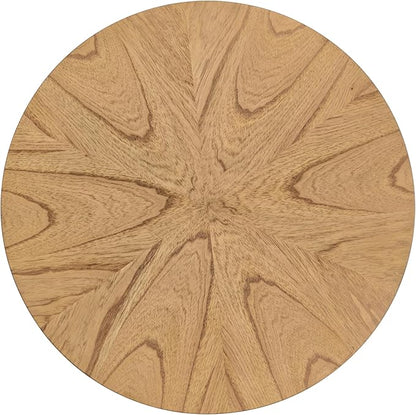 Martin Svensson Home LAX Retro Mid-Century Modern Round Wood End Table, Solid Grain Side Table with Lower Shelf, Small Accent Table for Living Room or Nightstand. Light Wood Blonde.