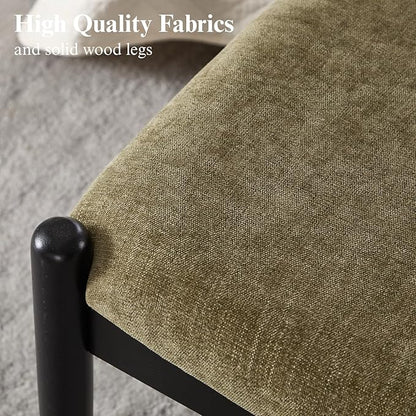 DUOMAY 55'' Modern Ottoman Bench, Chenille Upholstered Entryway Bench Bedroom Bench with Wood Legs, End of Bed Bench for Bedroom, Living Room, Corners, Kitchen, Green