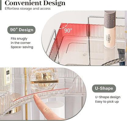 Aveniee Corner Bathroom Counter Organizer, Bathroom Countertop Shelf Makeup Organizer for Vanity Perfume Corner Storage (2 Tiers, Grey)