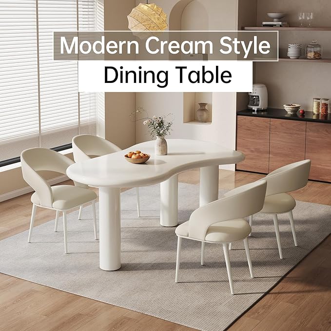 62.2" Dining Table Set for 4, Dining Table with 4 Chairs,Modern Cream Style Dining Table Set for Kitchen, Dining Room