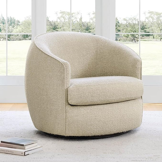 CHITA Swivel Barrel Chair, Modern Comfy FSC Certified Upholstered Accent Chair for Living Room, Fully Assembled, Oatmeal