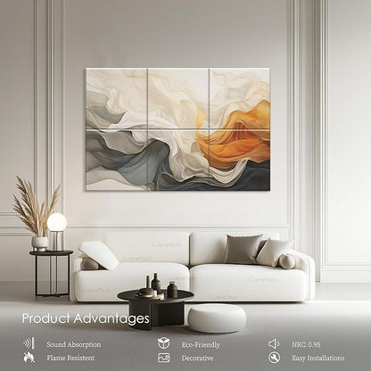 6-Pack Decorative Acoustic Panels, 72x48 Inch Large Sound Absorbing Wall Panels for Studio, Office, or Home – Easy to Install, Modern Noise Reduction Solution