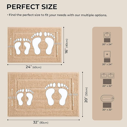GRANNY SAYS Bathroom Rugs Sets 2 Piece,Soft Bath Mats for Bathroom, Bath Rugs Non Slip Washable, Absorbent Bath Rug for Tub, Shower and Toilet, Bath Mat Set (Khaki, 20" x 32" + 16" x 24")