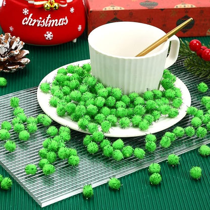 SEPGLITTER Christmas Pom Poms Balls, 1000 Pieces Light Green Glitter Pompoms Pom Poms for Crafts Making DIY Holiday Christmas Decorations Supplies (0.47inch/1.2cm )