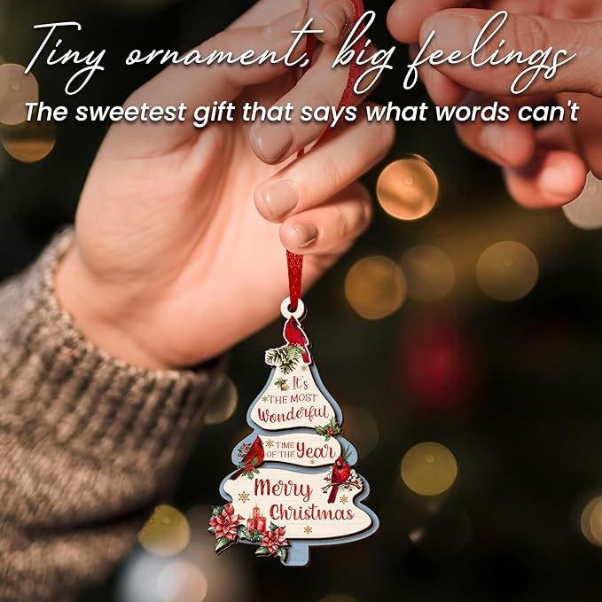 Christmas Cardinal Gifts for Women Men - Double Layered Wooden Red Cardinal Christmas Ornaments 2025 - Sympathy Gifts for Loss of Loved One, Memorial Gift Ideas for Xmas Tree Decorations