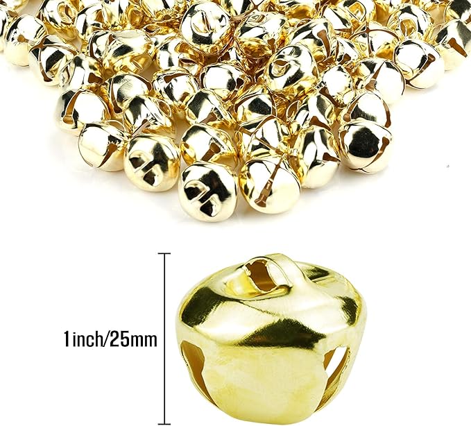 Augshy Jingle Bells for Crafts, 120 Pcs 1 Inch Christmas Jingle Bells,Bulk Sound Craft Bells for Christmas Home Festival Decorations DIY Project
