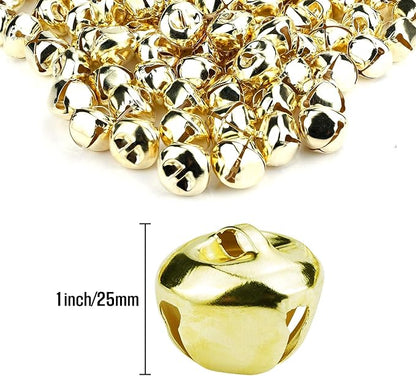 Augshy Jingle Bells for Crafts, 120 Pcs 1 Inch Christmas Jingle Bells,Bulk Sound Craft Bells for Christmas Home Festival Decorations DIY Project