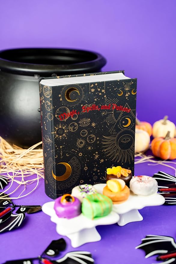 Send A Cake Enchanted Spell Book Gift Box with Flying Bat Surprise – 6 Mini Donuts – Halloween Treats for Kids & Adults, Unique Birthday Gift, Fun Delivery for All Ages