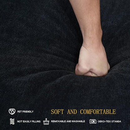 EASE MOOSE Blue Modular Sectional Couch,Oversized Deep Seat L Shape Sectional Couch,Comfty Chenille Modular Sofa for Living Room, Removable Cover