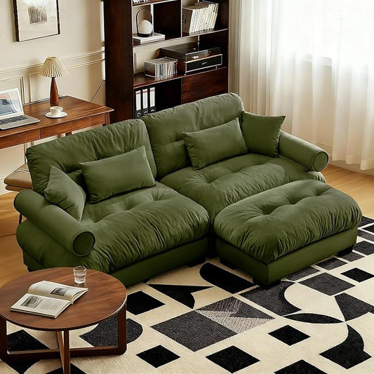 SoarFlash L Shaped Couches for Living Room, Small Sectional Sofa Set with Reversible Chaise, Modern Designed Sleeper Sofas and Modular Couch Function, Suitable for Small Spaces in Apartment, Green