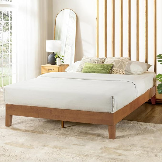 Mellow Naturalista Grand - 12 Inch Solid Wood Platform Bed with Wooden Slats - No Box Spring Needed - King (Natural Pine)