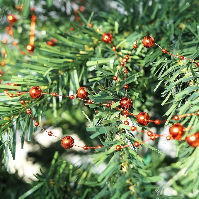 Red Beads Garland for Christmas Tree,66 Feet Plastic Pearl Strands Chain Beaded Garlands for Holiday Décor and Crafts