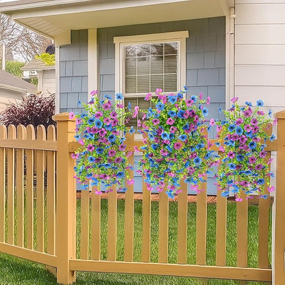 INQCMY 2Pcs Artificial Flowers for Outdoors UV Resistant Artificial Plants Easy Assembly for Spring Decor Look Real Faux Hanging Flowers for Outside Home Planter Porch Patio Decoror