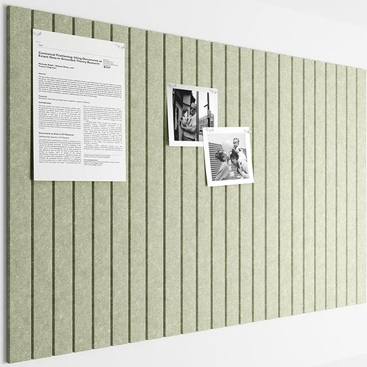 Bumusty Large Cork Board Alternative-36 x24 Felt Bulletin Board Tiles, with 30 Pushpins, 40 Adhesive Tabs, 6-Pack Slat Wall Paneling, Cork Boards for Office Push Pin Board Felt Board-Sage