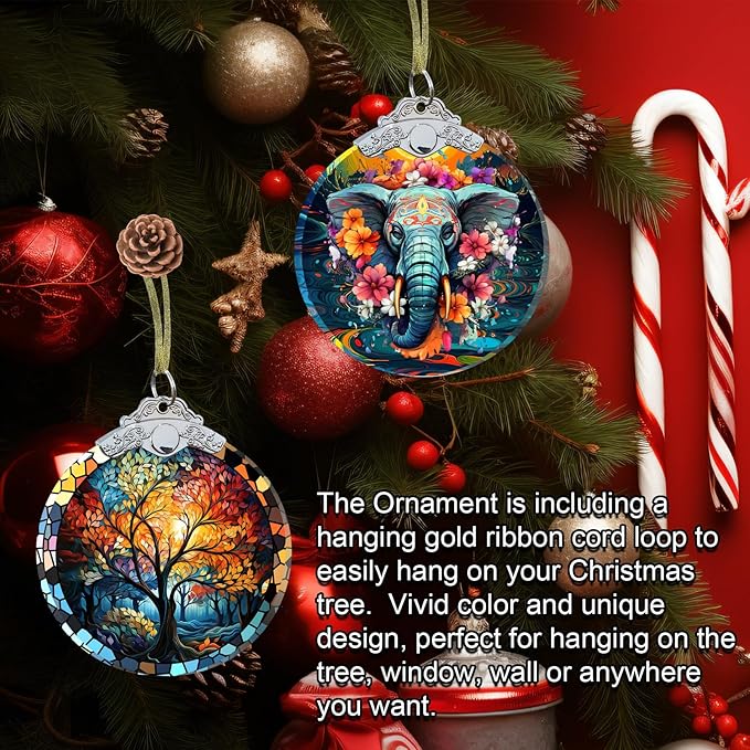 Aestas Tree of Life Crystal Glass 3" Hanging Ornament - Christmas Decor Gift & Holiday Keepsake Present Idea