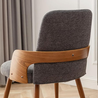 Dining Room Chairs Set of 4,Mid Century Modern Kitchen Chairs,Upholstered Chairs,Metal Legs Wooden Desk Chairs,Armless and No Wheels for Kitchen Dining Living Room,Gray Fabric