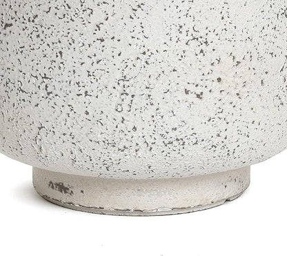 LuxenHome 12-Inch Dia Round Concrete Planters, Outdoor Indoor Decorative Plant Pots with Drainage Holes and Rubber Plug, Rustic Distressed Speckled Gray Flower Pot Planters for Home Garden Patio