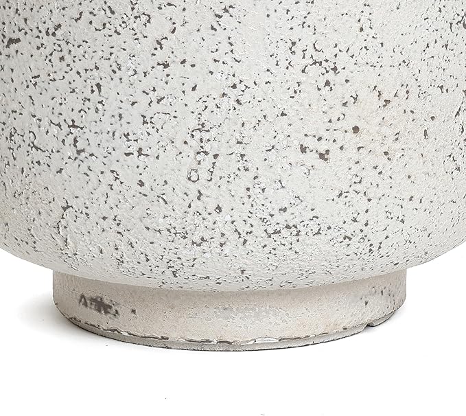LuxenHome 14.5-Inch Dia Round Concrete Planters, Outdoor Indoor Decorative Plant Pots with Drainage Holes and Rubber Plug, Rustic Distressed Speckled Gray Flower Pot Planters for Home Garden Patio