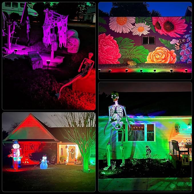 WELALO Solar Color Changing Spot Lights Outdoor, Waterproof Solar Halloween Lights, 7 Modes Multicolor RGB Landscape Spotlight for Garden Yard Driveway Lawn Patio Pathway Christmas Decorations 2 Pack