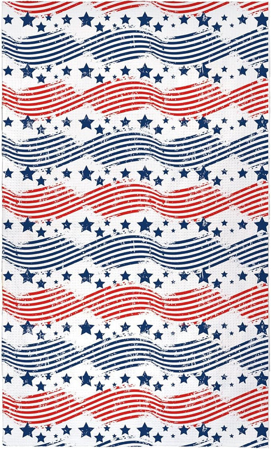 Eunzel Kitchen Tea Towel Quick Dry Microfiber Dish Towels with Hanging Loop 18x30 Flag
