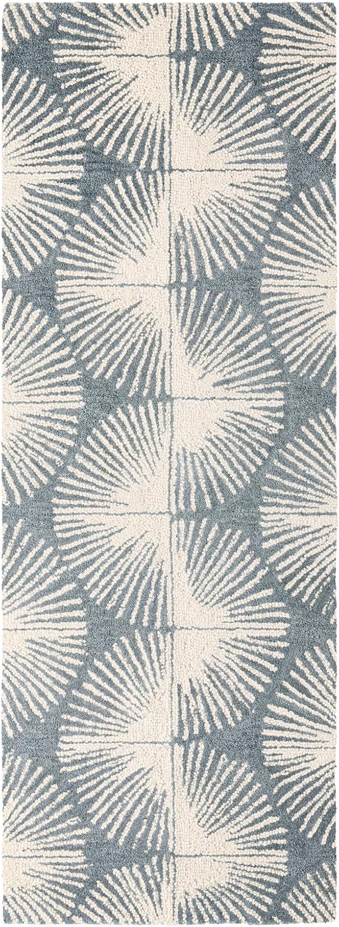 Nicole Miller New York Kendall Fluted Geo Handcrafted Runner Area Rug, 100% Wool Rug, Grey, 2'5"x7"