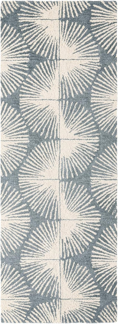Nicole Miller New York Kendall Fluted Geo Handcrafted Runner Area Rug, 100% Wool Rug, Grey, 2'5"x7"