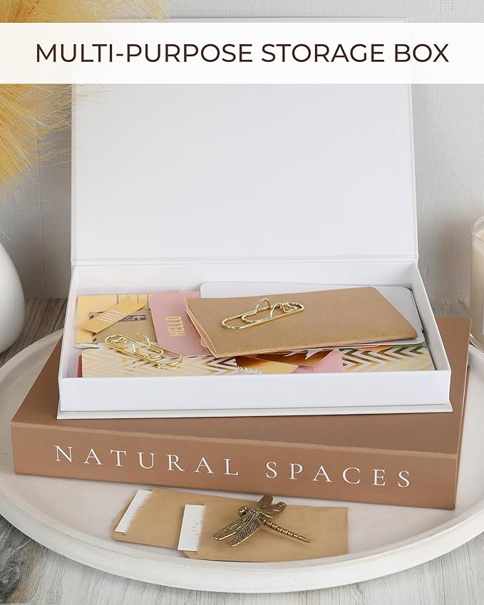 Beautiful Decorative Books - Set of 2 Boxes Enhance Your Table, Bookshelf or Mantel Shelf Decor - Aesthetic Fake/Faux Books for Modern Home Decoration, Photo Storage and as a Keepsake Box