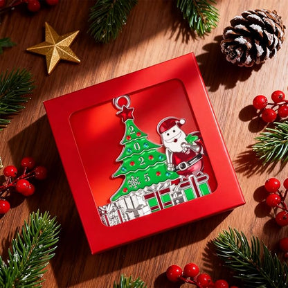 Christmas Ornament 2025 for Christmas Tree Hanging Decorations, Christmas Tree and Santa Claus Decorative Pendants, Dated 2025 Metal Xmas Ornament for Holiday Decorative Keepsake Gift