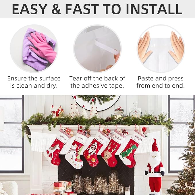 12 Pack 10 Feet Metallic Foil Fringe Garland Tinsel Streamers Banner, White Wall Hanging Tinsel Fringe Banners for Parade Floats, Wedding, Birthday, Christmas, New Year Party Decorations