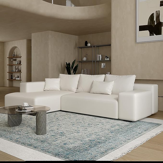 Acanva Modern Oversized Modular L Shaped Sectional Sofa Set for Living Room, Minimalist Style Comfy 4-Seat Corner Couch, Left Chaise, Vegan Leather