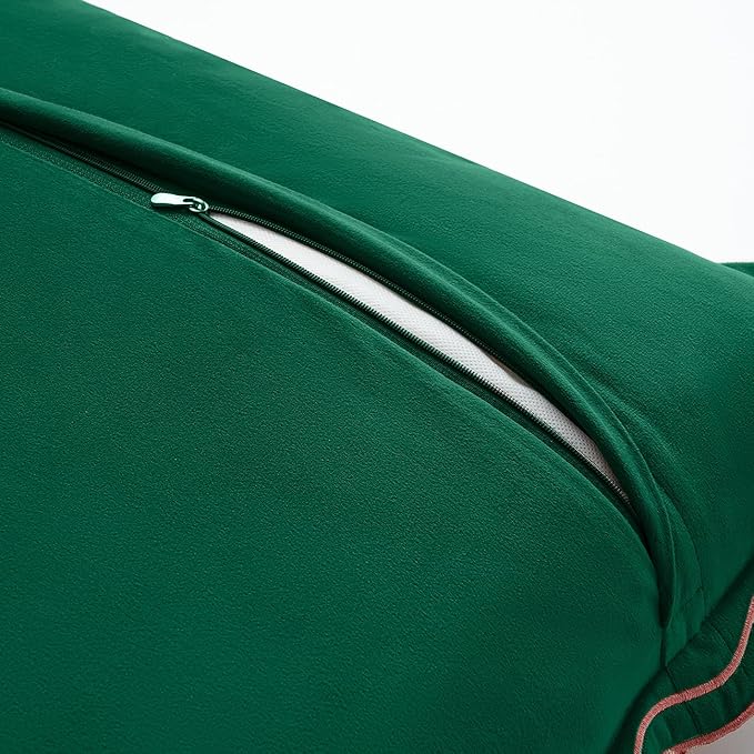 MONDAY MOOSE Decorative Throw Pillow Covers Cushion Cases, Set of 2 Soft Velvet Scalloped Wavy Edge Designs, Mix and Match for Home Decor, Pillow Inserts Not Included (Pink/Green, 18x18 inch)