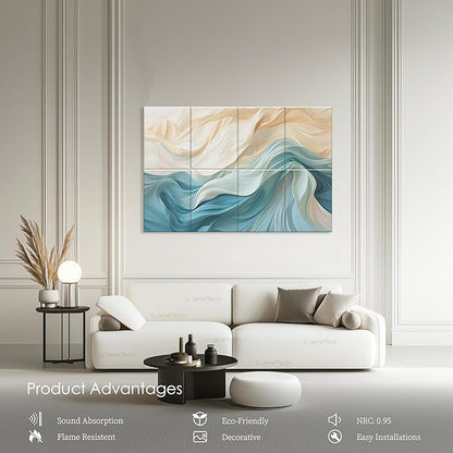 8-Pack Acoustical Wall Panels 48x32 Inches Art Acoustic Panels Decorative Sound Dampening Panels for Studios, Offices, Theaters, Adhesive Included