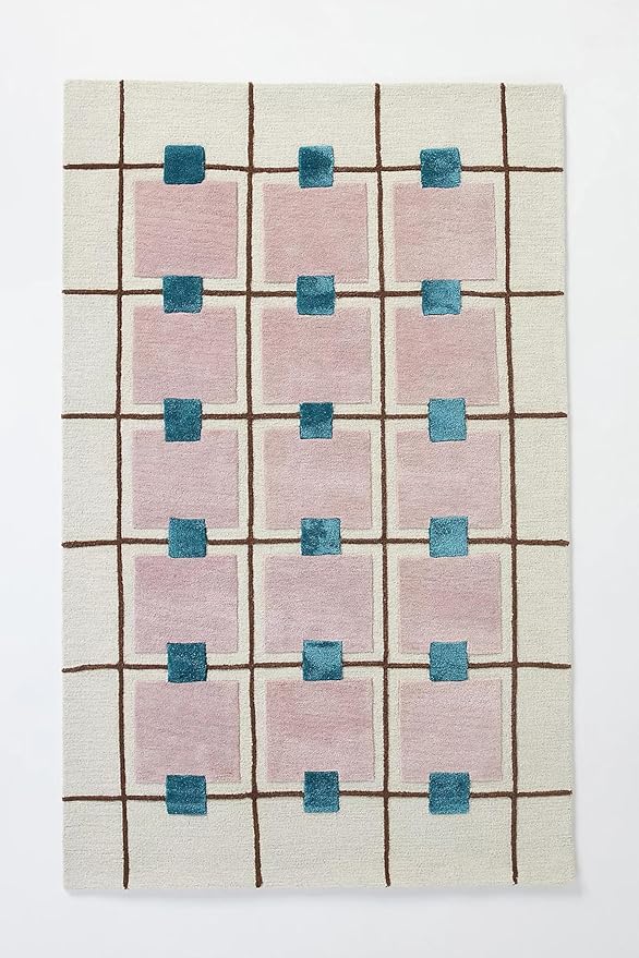 Greer Wool Area Rug - Chic Hand-Tufted Mauve, Blue, and Beige Design for Stylish Home Decor (7x10 Ft)