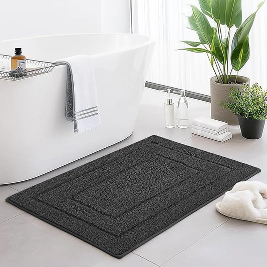 GRANNY SAYS Bathroom Rug Mat, Bath Mats for Bathroom Non-Slip, 24" x 36", Super Soft and Water Absorbent, Microfiber Bath Rugs, Machine Wash Dry, Large Bath Rugs for Floor, Charcoal Gray