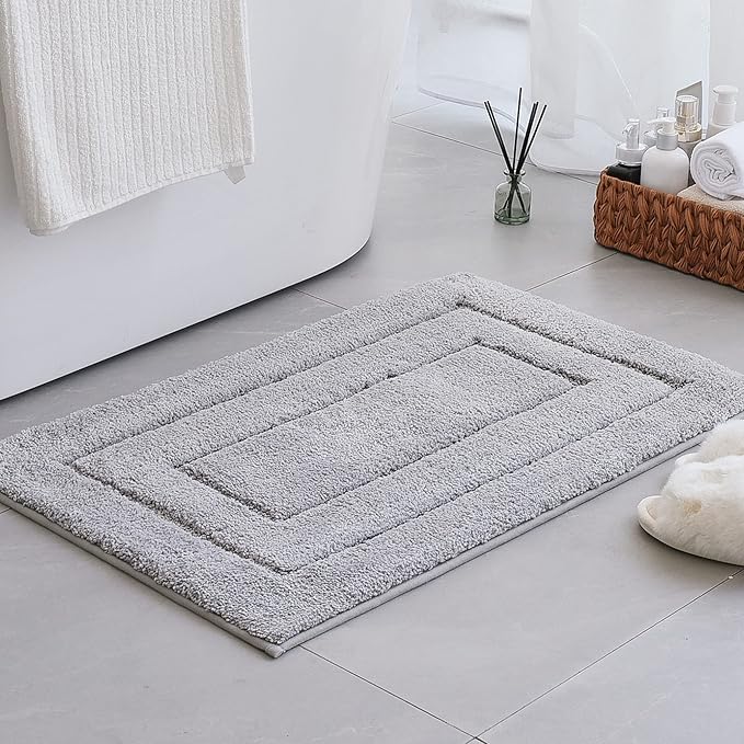 GRANNY SAYS Gray Bathroom Rug, Bath Mat for Bathroom Non-Slip, Super Soft and Water Absorbent, Microfiber Bath Rug, Machine Wash Dry, Bath Rug for Floor, Tub and Shower, 32" x 20"