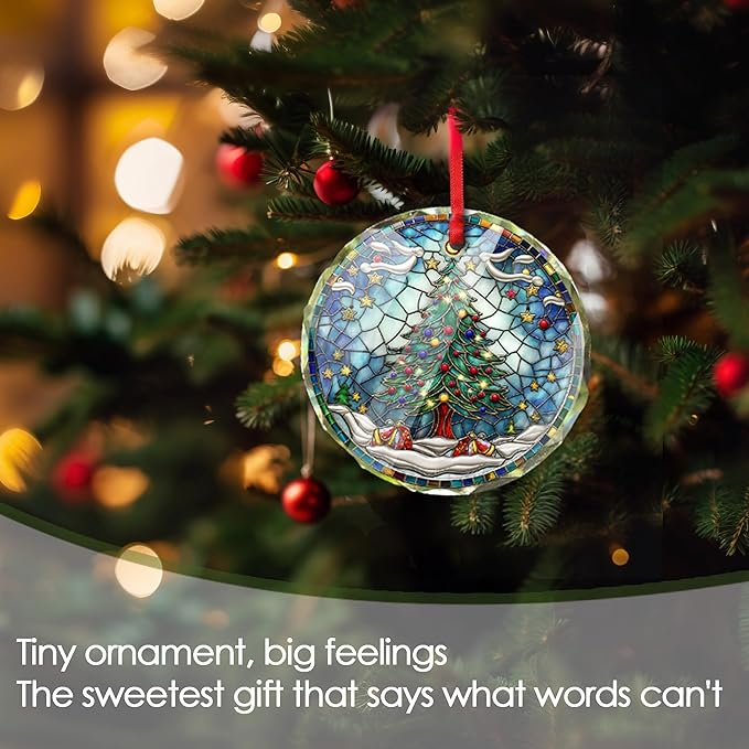 2025 Christmas Tree Glass Ornament - Round Glass Hanging Ornament for Xmas Display - Winter Season Home Accent - Unique Christmas Decoration Gift Idea