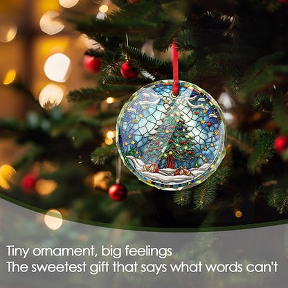 2025 Christmas Tree Glass Ornament - Round Glass Hanging Ornament for Xmas Display - Winter Season Home Accent - Unique Christmas Decoration Gift Idea