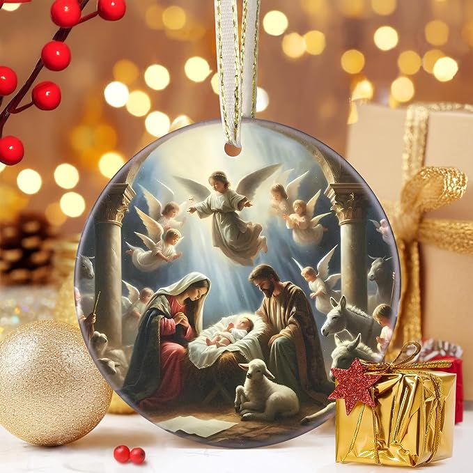 Nativity Christian Ornament - Religious Gift Idea for Christmas Tree Decor